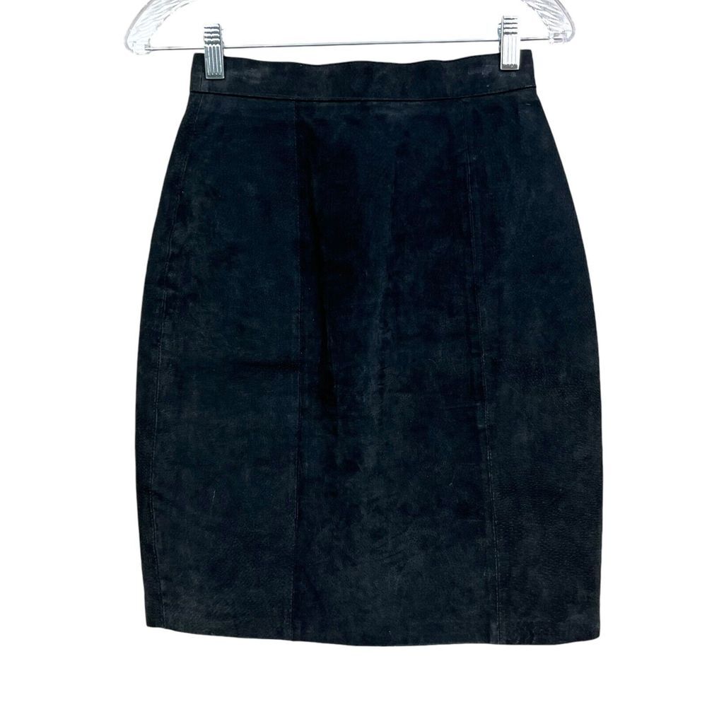 Compagnie internationale Express Women Leather Pencil Skirt Lined Zip Black 5*